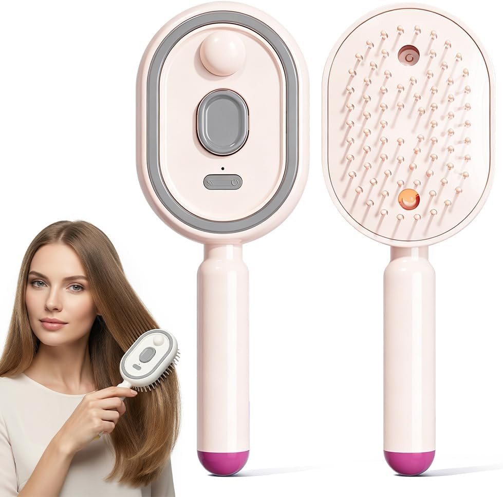 FELIXLEO Haarglättbürste Elektrische Dampf Glättbürste Kabellos mit Sprühfunktion Rosa Bild 5