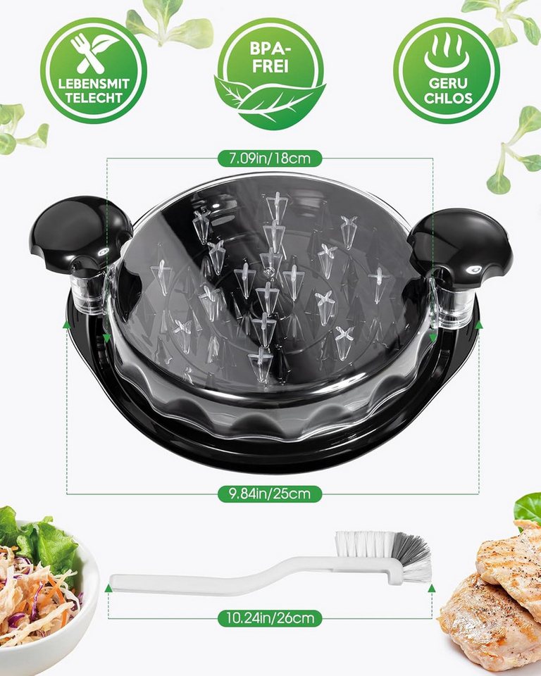 Fyrove Zwiebelhacker Hähnchen 25CM Chicken Shredder Hühnerbrust Schredder Werkzeug, Profi Fleischzerkleinerer, BPA-frei, Rutschfest, Hähnchenzerkleinerer Bild 3