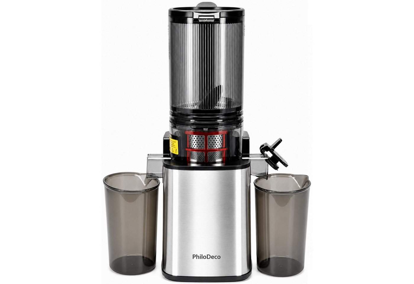 Sinaopus Slow Juicer Für ganze Früchte mit 110-mm-Einfüllöffnung und Doppelfilter, 250 W, Schonende Kaltpressung, saubere Ausgabe und einfache Reinigung Bild 3
