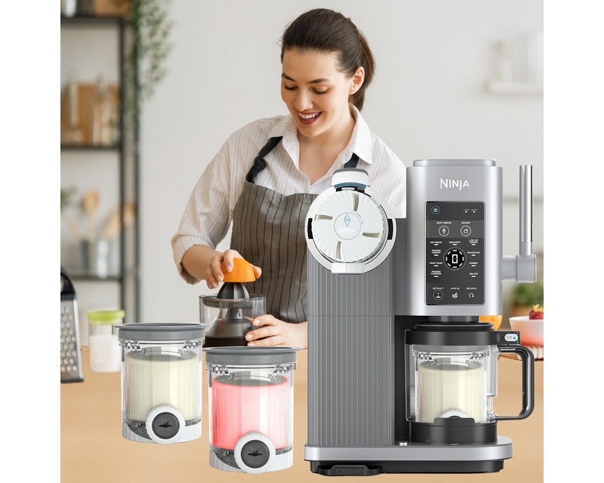 Fyrove Slush-Eismaschine Ersatzbehälter 4er-Set passend für Ninja Creami NC701, 0,8 l, 0 W, BPA-frei spülmaschinenfest