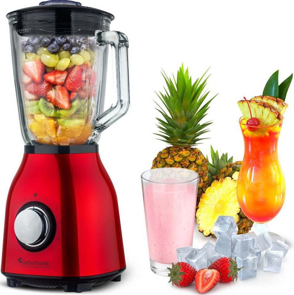 TurboTronic by Z-Line Standmixer 1400 Watt Smoothie Maker1,5l Glas Hochleistungsmixer 6 Klingen, 4 Geschwindigkeiten, Pulse, BPA-frei, Nachfüllöffnung, Saugfüße Bild 4
