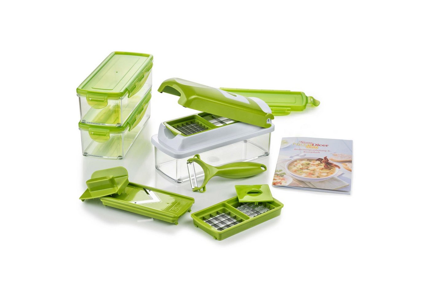 Genius Gemüseschneider Nicer Dicer smart, 13tlg. Gemüseschneider für Würfel, Stifte, Scheiben