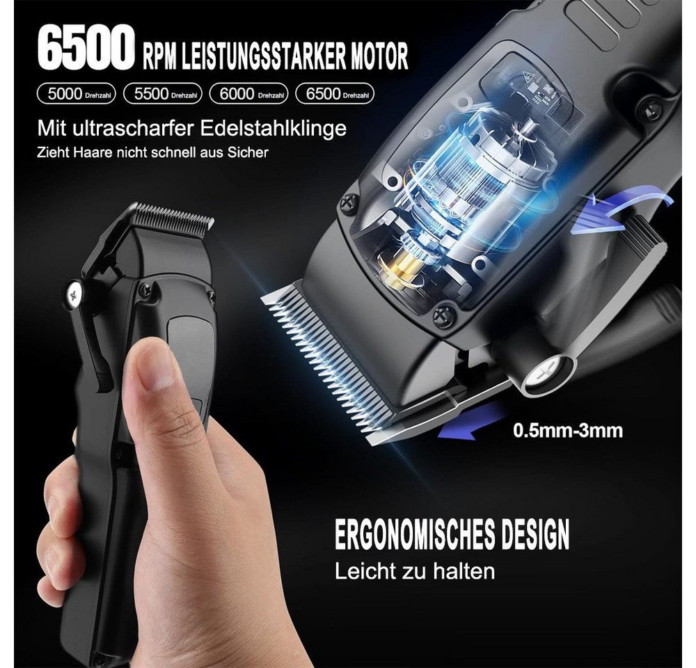 OKWISH Haarschneider Haarschneidemaschine Barttrimmer Haartrimmer Bartschneider, profi Barber Rasierer Herren Elektrisch Herrenhaarschneider LED AKKU, für Stylisten und Friseure Grooming Kit Bild 4