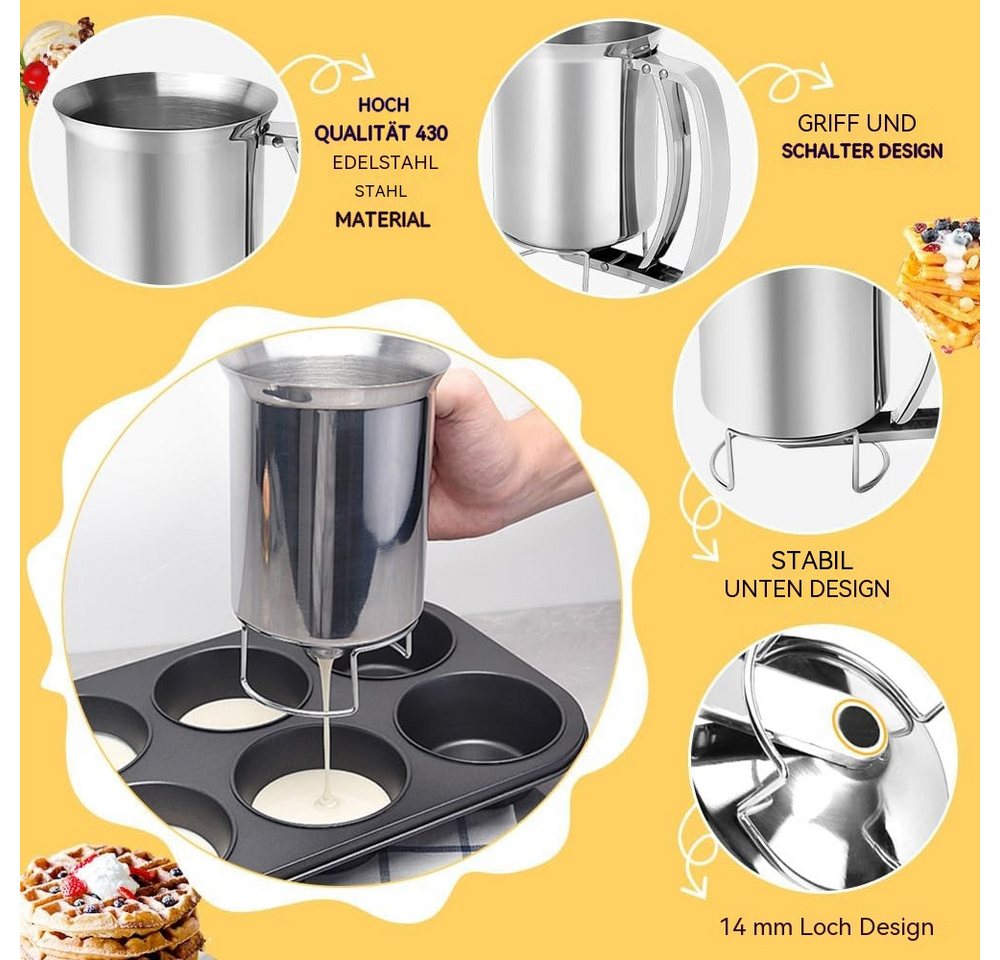 YMQHBS Teigportionierer 800ml Pfannkuchenteigspender, (packung, 1-tlg., Pfannkuchenteigspender) Bild 2