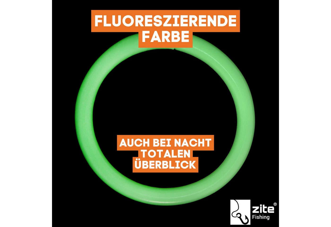 Zite Bissanzeiger Ring Set Fluoreszierende Einhängebissanzeiger Nachtangeln ohne Knicklicht, (3-St) Bild 3