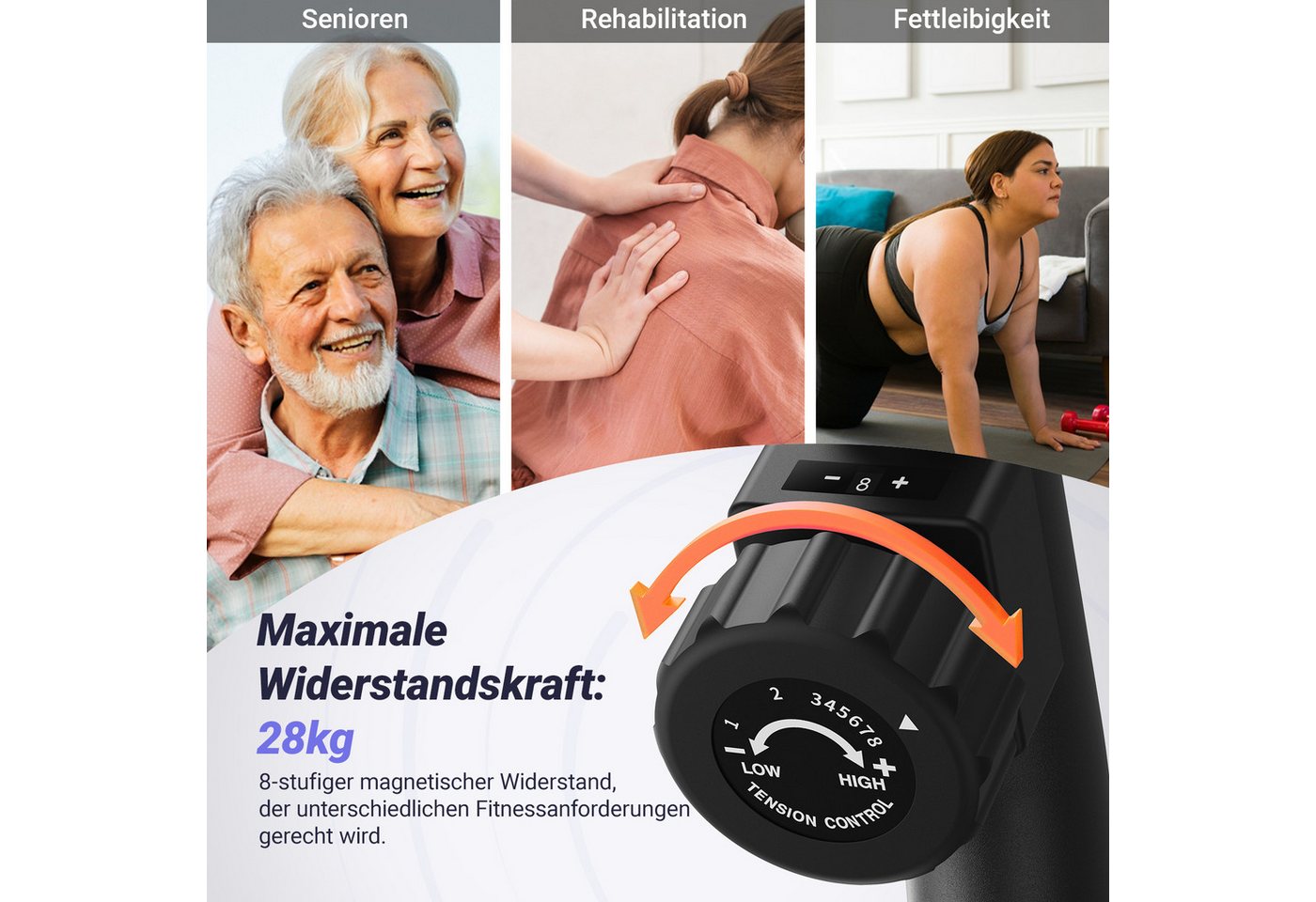 MERACH Liege-Heimtrainer für Zuhause mit 8 verstellbaren Widerstandsstufen (Leise Liegerad Heimtrainer mit Bluetooth, Exklusiver App, LCD-Display, Herzfrequenzsensoren, verstellbarer Rückenlehne und Tablet-Halterung), für Senioren max. Benutzergewicht 136 kg Bild 3