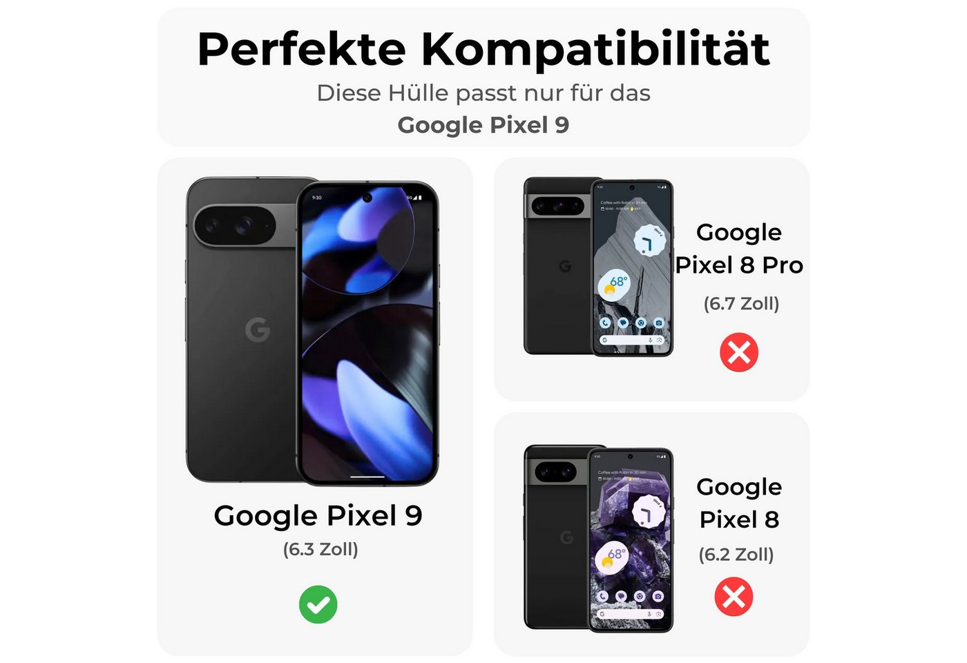 betterfon Handykette für Google Pixel 9 Serie Handyhülle mit Band & Kordel Bumper Schwarz, Premium-Panzerung – stoßfest, kratzresistent & passgenau Bild 5