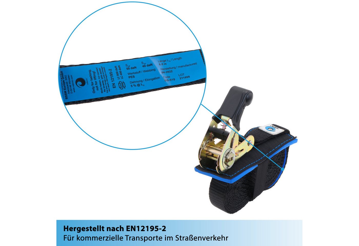 valonic Spanngurt Spanngurte Ratsche SG-010-40 !#Vater 4-6m - WOLF (2er Set, 2 Stück Ratschenspanngurt 6m) Ratschengurte für SUP Board oder Kajak, Motorrad, Ladungssicherung Bild 5