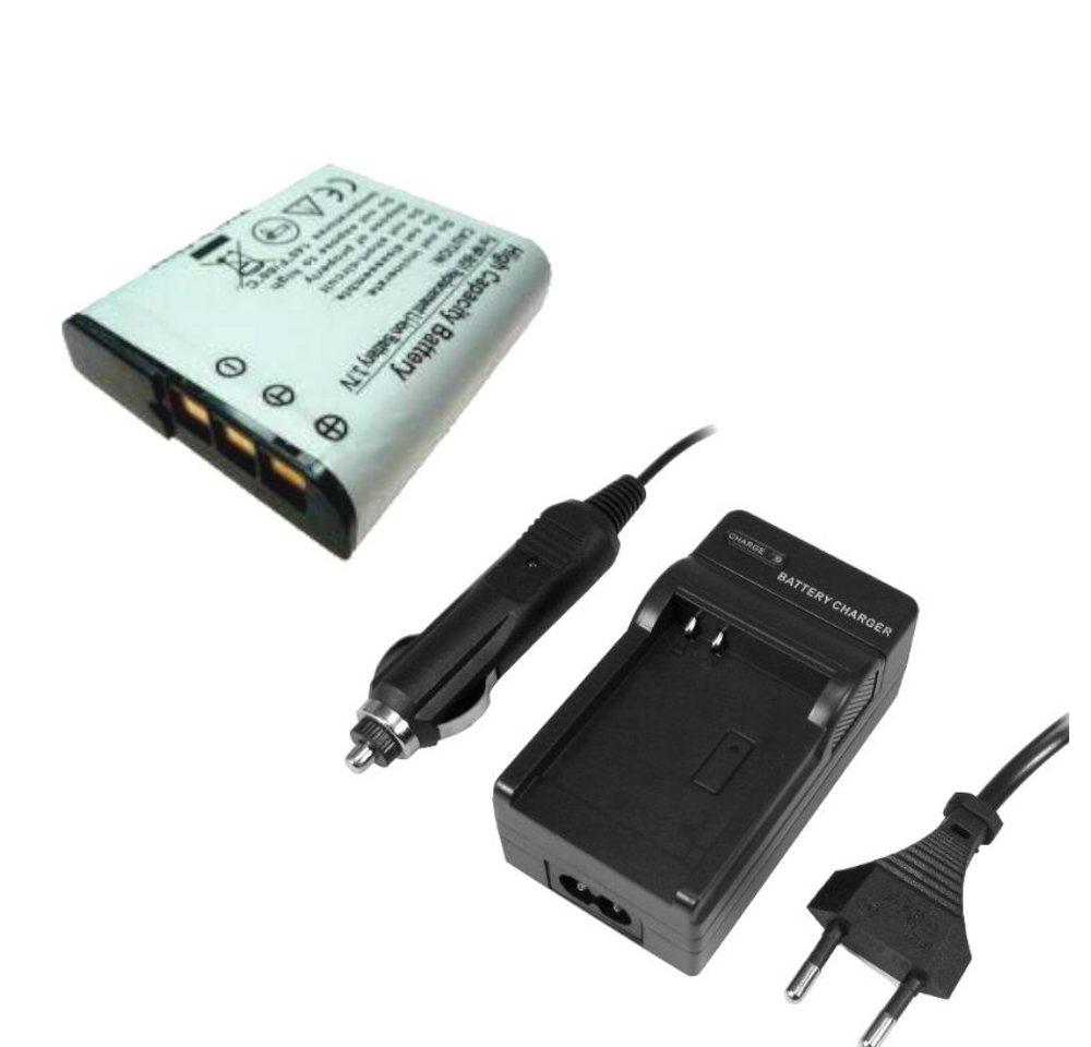 Trade-Shop 2in1 Set passend für Sony Cybershot NP-BG1 NP-FG1 DSC-W115 Ladegerät + Kamera-Akku Li-Ion 1100 mAh (3,7 V), Für 220V Steckdose und 12V/24V Kfz Zigarettenanzünder
