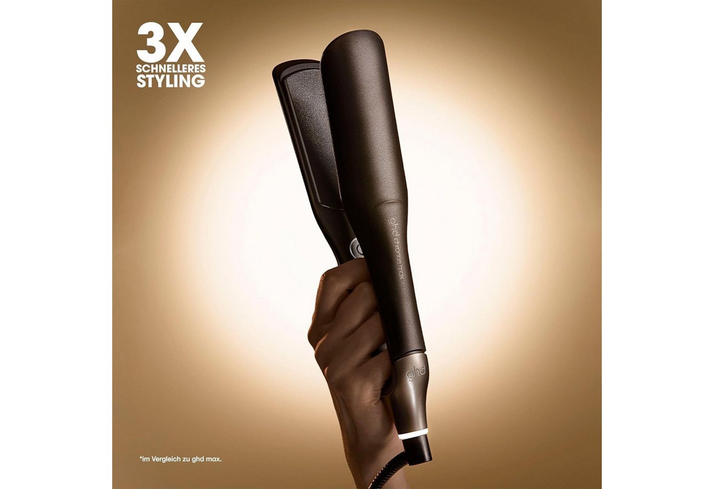 GHD Glätteisen GHD Chronos Max Glätteisen mit breiten Platten schwarz Keramik, Universelle Spannung für weltweiten Einsatz