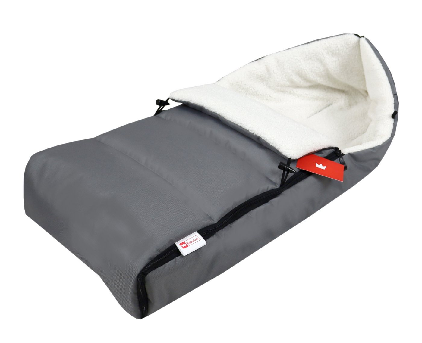 BabyLux Fußsack Bouclé Winter Fußsack 90cm Kinderwagen Buggy, Babyschale Schlafsack, BF4 Grau + Boucle Ecru