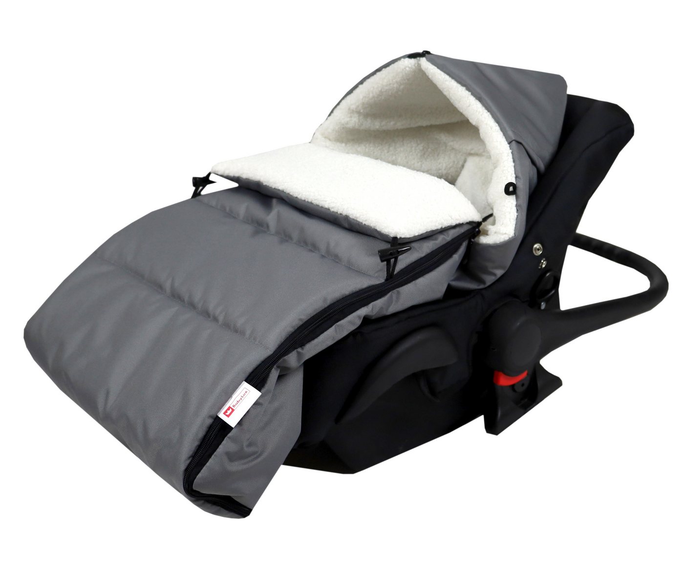 BabyLux Fußsack Bouclé Winter Fußsack 90cm Kinderwagen Buggy, Babyschale Schlafsack, BF4 Grau + Boucle Ecru Bild 2