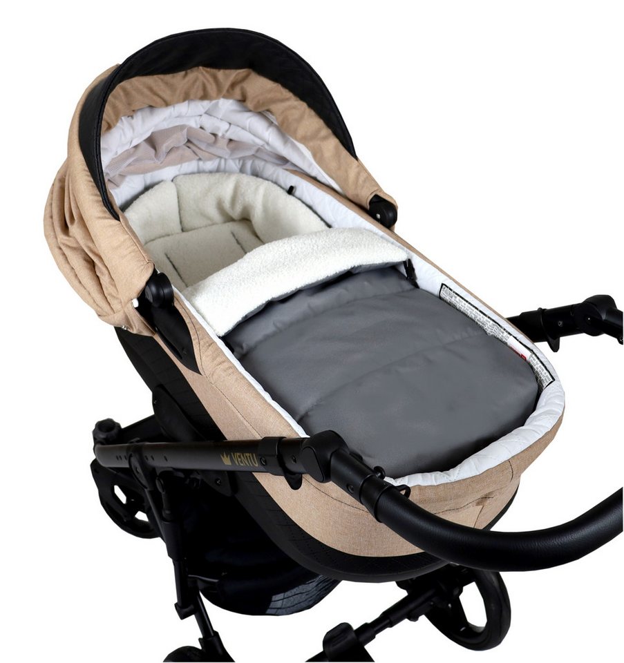 BabyLux Fußsack Bouclé Winter Fußsack 90cm Kinderwagen Buggy, Babyschale Schlafsack, BF4 Grau + Boucle Ecru Bild 3