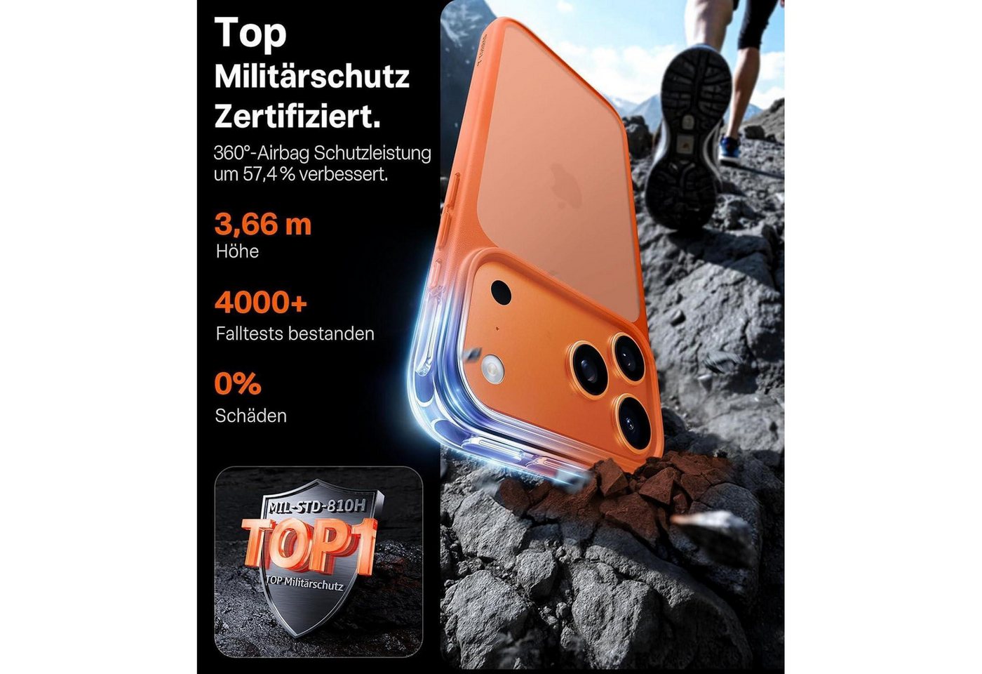 LuxusKollektion Handyhülle Handyhülle iPhone 17 Pro Max stoßfest iPhone 17 Pro Max Orange