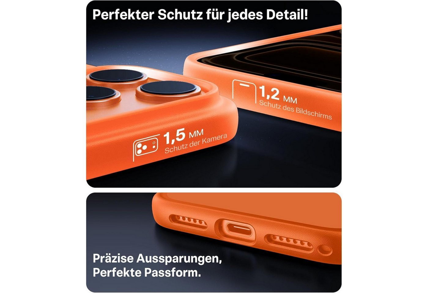 LuxusKollektion Handyhülle Handyhülle iPhone 17 Pro Max stoßfest iPhone 17 Pro Max Orange Bild 3