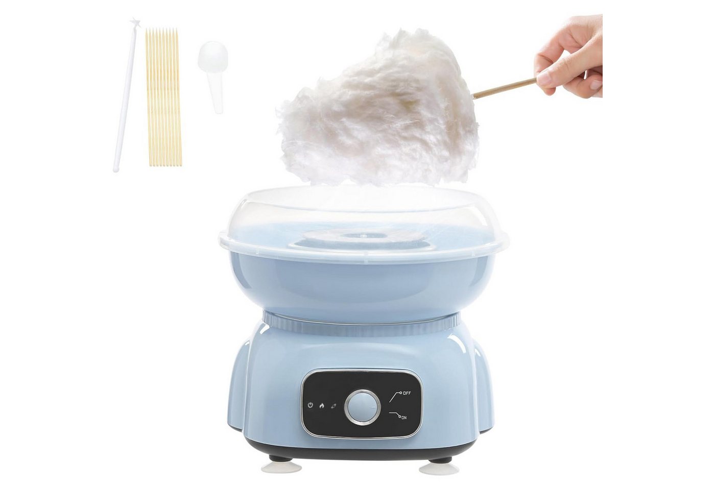 AIMAX Zuckerwattemaschine 500W Cotton Candy Machine Zuckerwattegerät Leckere zuckerwattemaschine, mit Messlöffel 10x Bambus-Stäbchen Kindergeburtstag Party Süßigkeiten Bild 2