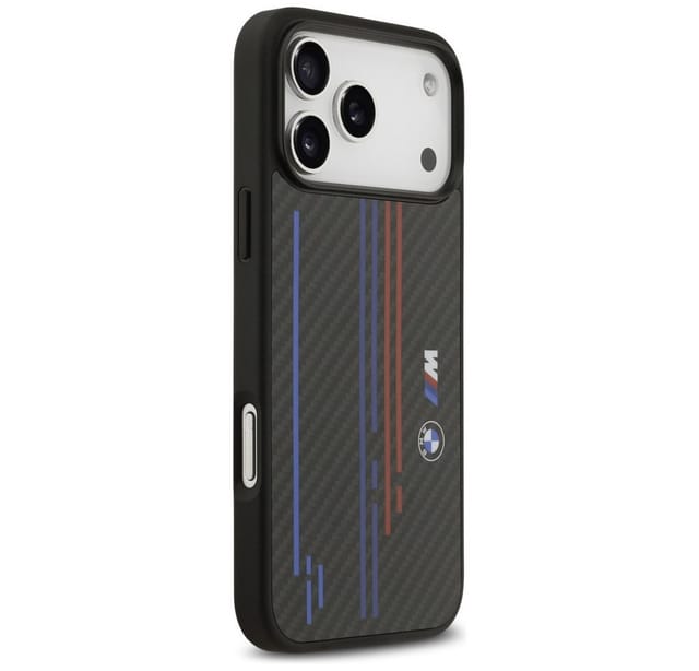 BMW Handyhülle Case iPhone 17 Pro Max MagSafe Kevlar schwarz Tricolor Logo 6,9 Zoll, Kantenschutz