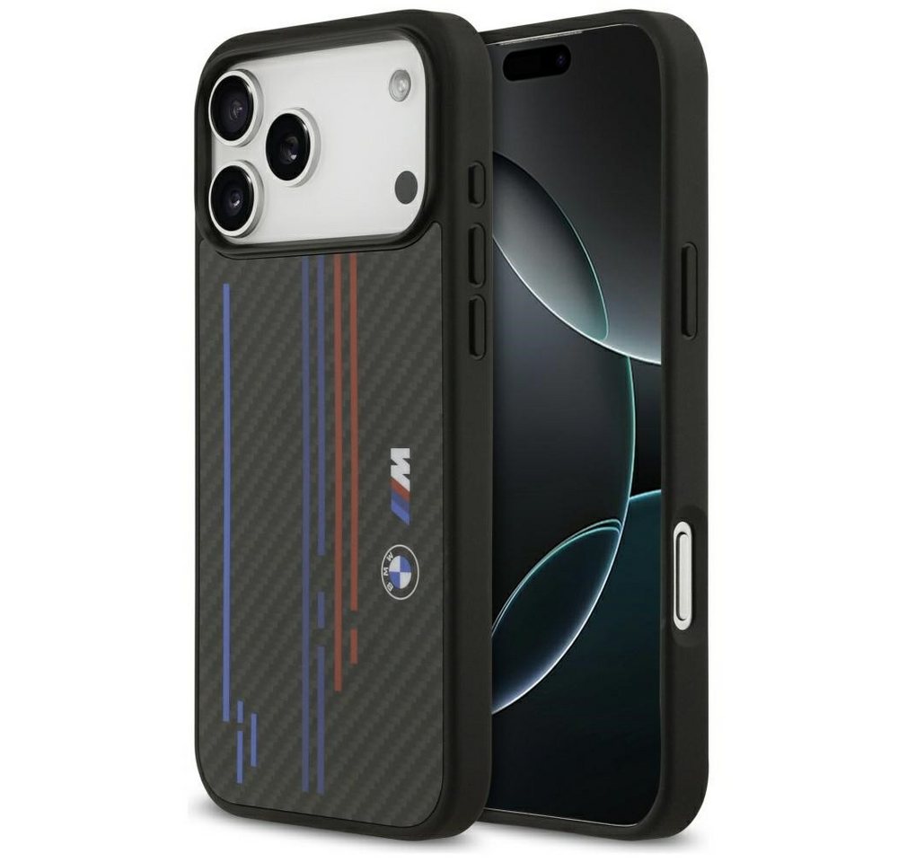 BMW Handyhülle Case iPhone 17 Pro Max MagSafe Kevlar schwarz Tricolor Logo 6,9 Zoll, Kantenschutz Bild 4