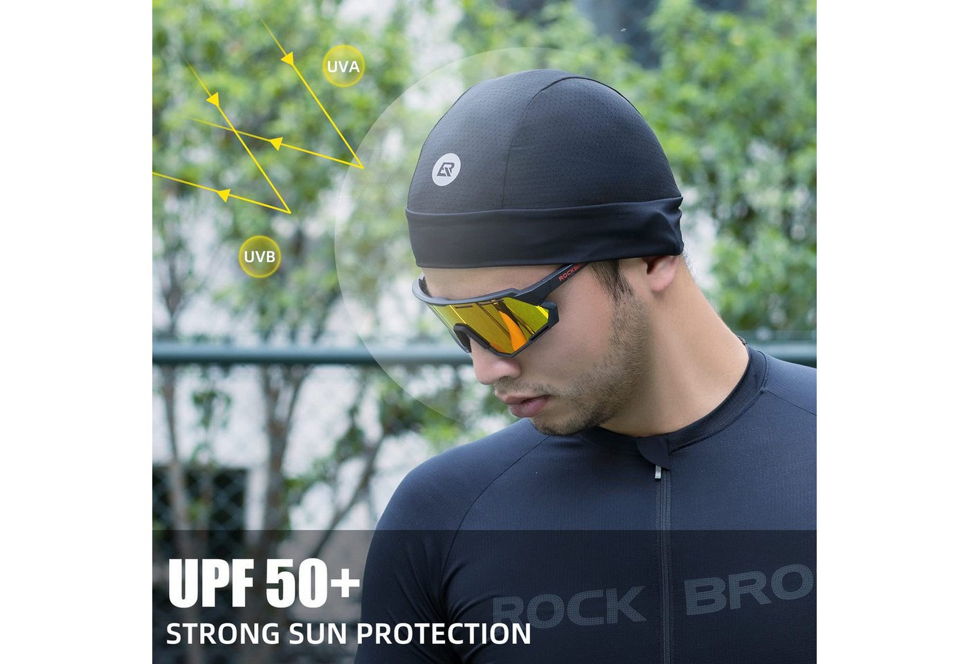 ROCKBROS Unterhelmmütze Fahrradhelm, leichte Sommer-Laufmütze mit UV-Schutz, Einheitsgröße Kühl und komfortabel Bild 2