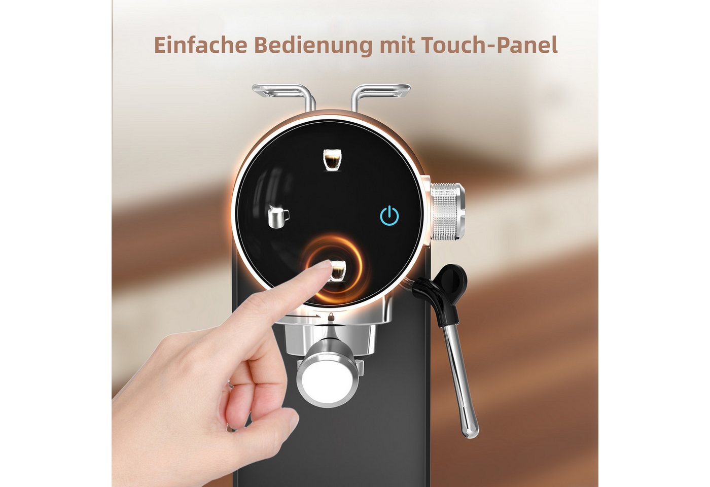CHEFFANO Espressomaschine 20Bar mit Milchaufschäumer, Touchpanel & Wassertank, 5.5cm, Extraktion Bild 3