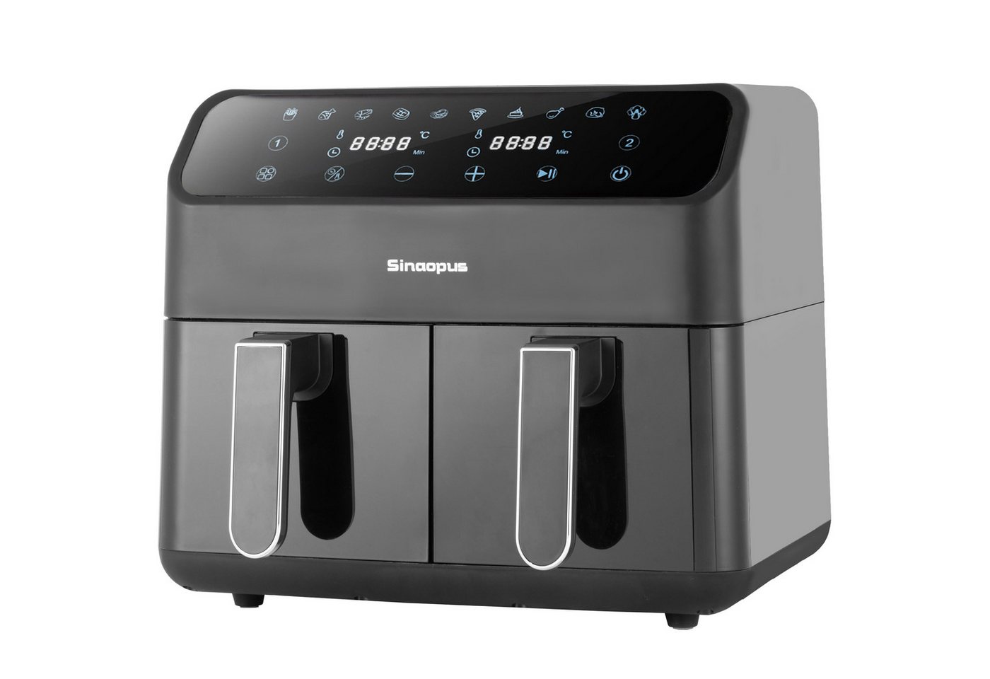 WHEELYOU Heißluftfritteuse 9L XXL, Dual Airfryer 2000W mit LED-Display, Sichtfenster & 10 Programmen, 2000 W, Doppelkammer-Airfryer mit LED-Display, Sichtfenster, Timer Bild 5