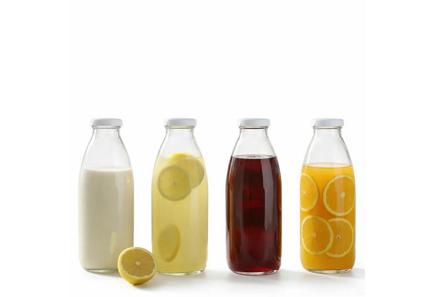 Jungengel Trinkflasche Glasflaschen 4er Set 1L mit Deckel Saft Milch Flasche, 4er Set 1L Glasflaschen mit Schraubdeckel Bild 4