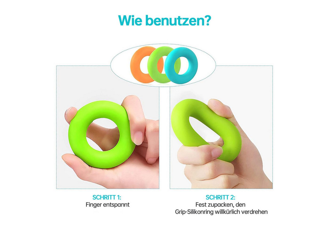 MOPUEA Handmuskeltrainer Handmuskeltrainer und Fingertrainer-Set 9er für unterarmübungen (9-St., mit drei progressiven Widerstandsstufen), 3 Griffkreis 3 Fingerauszieher 3, Handtrainer Set Bild 5