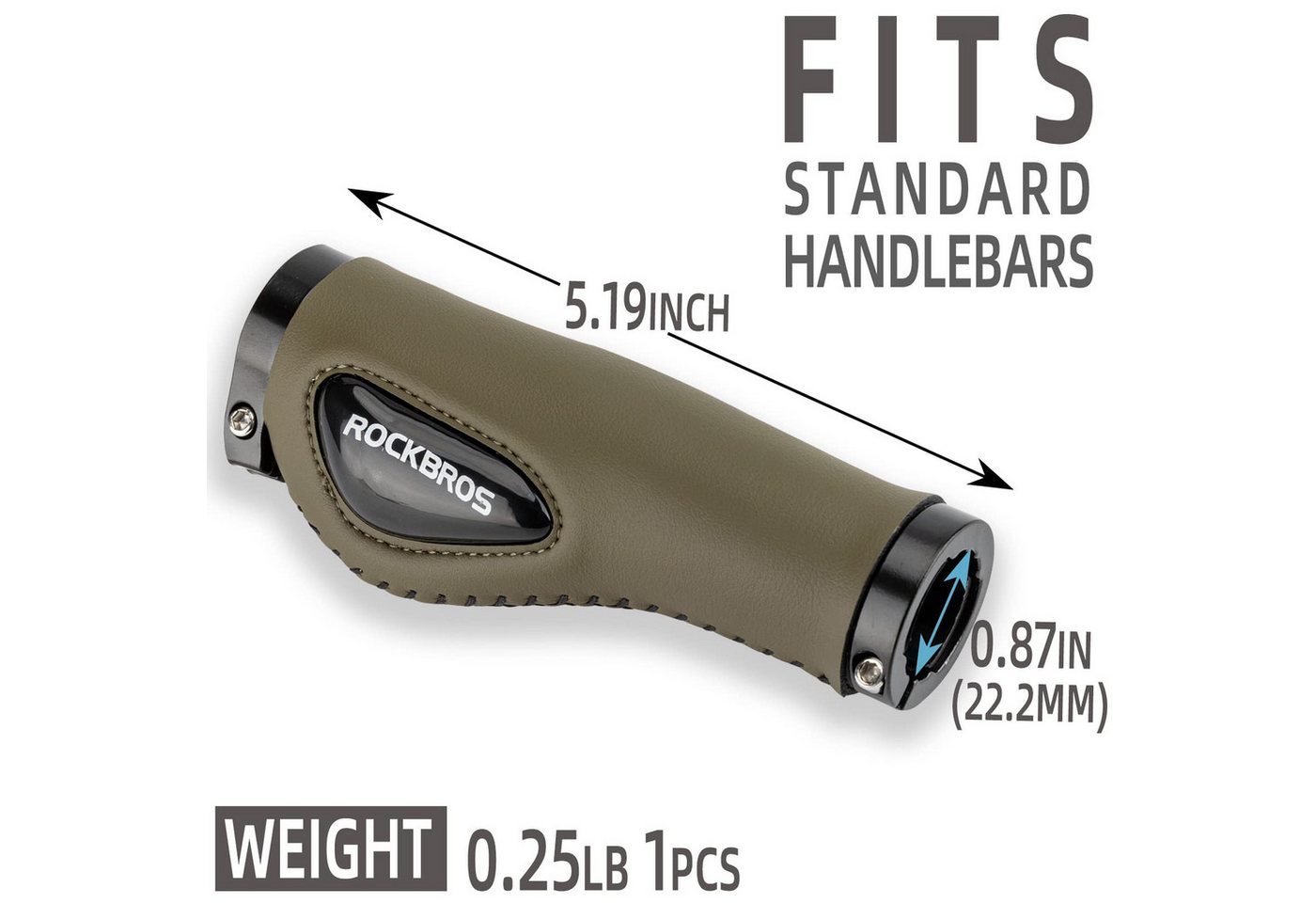 ROCKBROS Fahrradlenkergriff 22,2 mm Rutschfeste MTB Lenkergriffe mit Gel & PU Leder (für Fahrrad, Mountainbike, E-Bike, Rennrad), mit Lock-On Design, Stoßdämpfende Lenker Griffe Bild 5