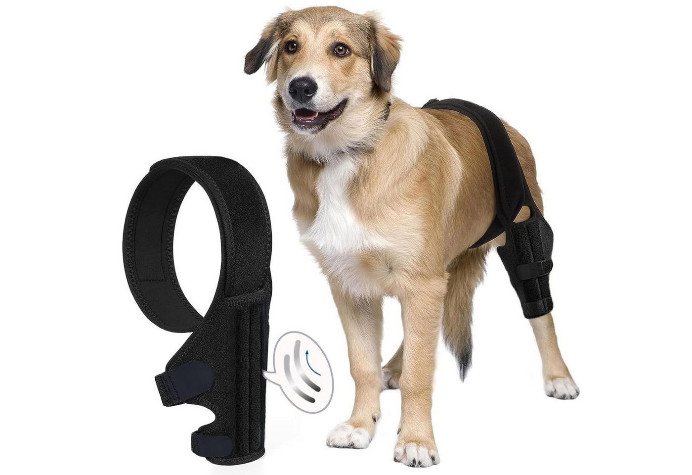 LIANNA Knieschutz Hund Kniebandage verstellbar für Kreuzbandriss mit Klett (Set, 1-tlg., Hundeknie Bandage mit Klettverschluss stabil & verstellbar), Kniestütze für Hunde stabil bei Kreuzbandverletzung 1 Stück Bild 2