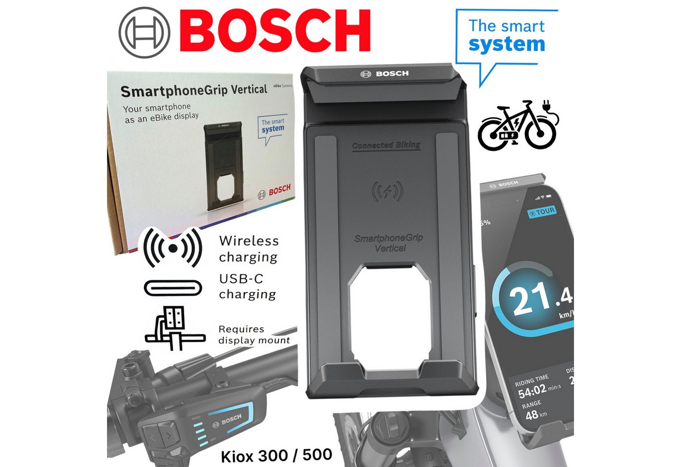 BOSCH Fahrradkurbel Bosch Ebike Smartphone Grip Vertical Handy Halterung Kiox 300 500 Bild 4