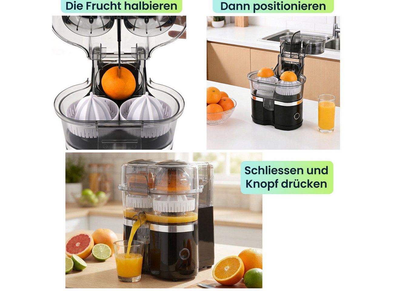 Casativo Entsafter Kompakte Kabellose Akku Doppelpresse 120W USB-C Saft- & Zitruspresse, 120 W, 2.000 mAh Akku, 15.000 U/min Motor, ca. 68 Nutzungen pro Ladezyklus