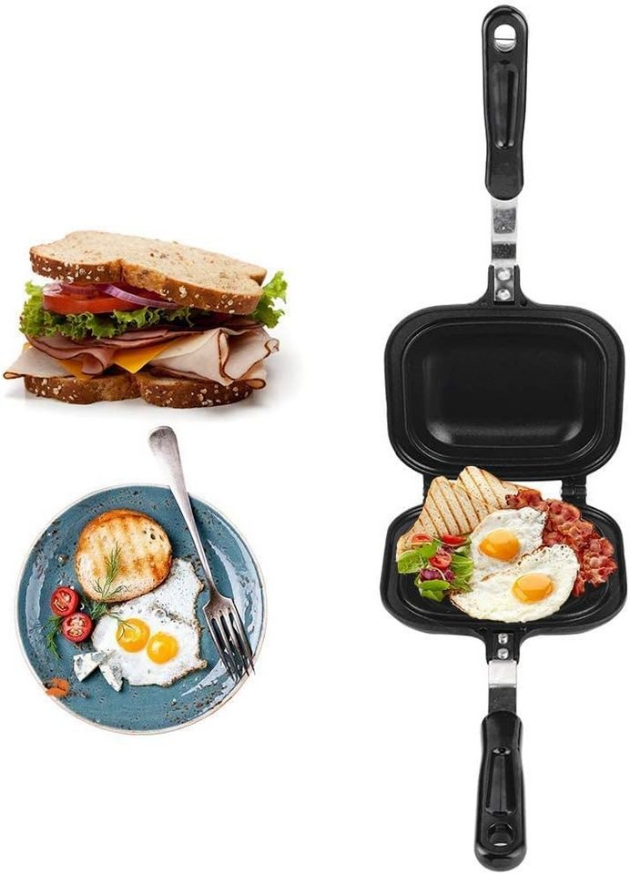 FELIXLEO 2-in-1-Sandwichmaker Sandwichmaker Camping doppelseitig Antihaft Bratpfanne Aluminium Griff Bild 2