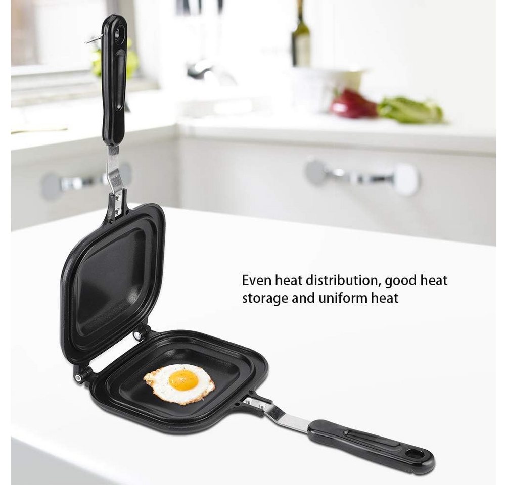 FELIXLEO 2-in-1-Sandwichmaker Sandwichmaker Camping doppelseitig Antihaft Bratpfanne Aluminium Griff Bild 3