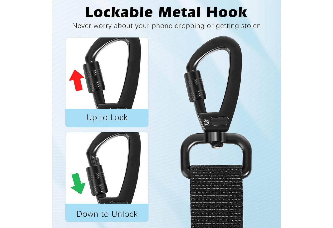 FELIXLEO Handykette Einziehbares Handyband mit Diebstahlschutz Metallhaken Outdoor Bild 3