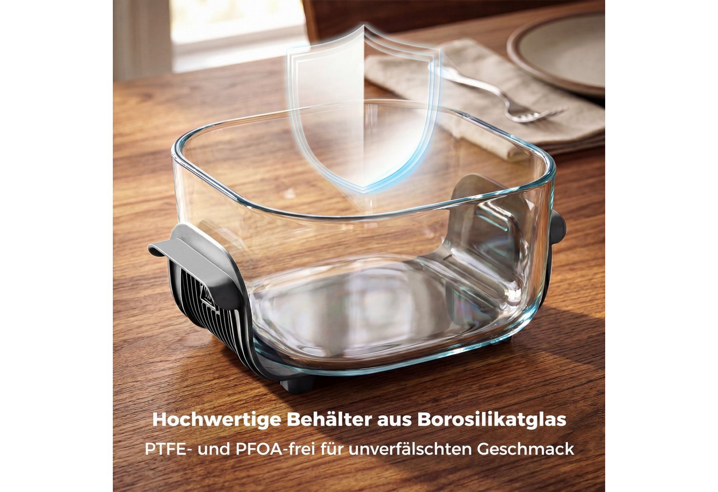 COSTWAY Heißluftfritteuse, 1500 W, Airfryer mit 4 L/1,7 L Glasbehälter, Deckel Bild 4