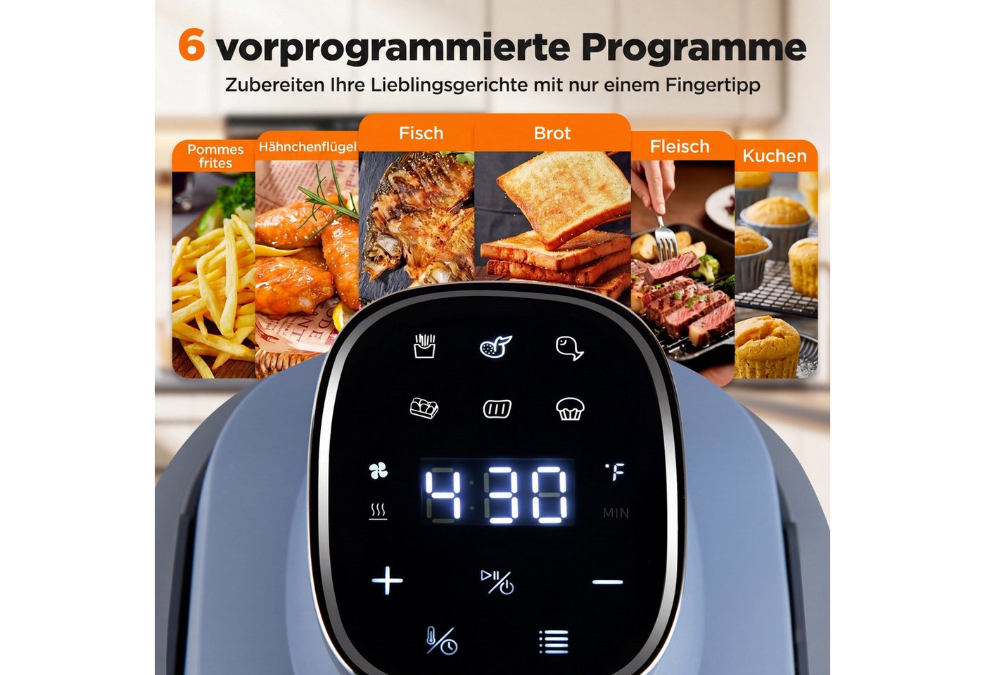 COSTWAY Heißluftfritteuse, 1500 W, Airfryer mit 4 L/1,7 L Glasbehälter, Deckel Bild 5