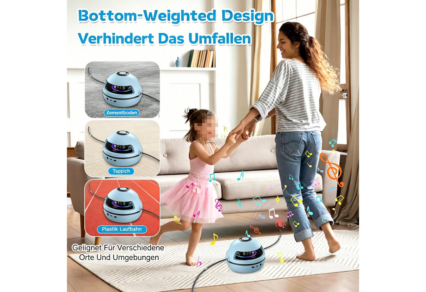 ibettertec Springseil Elektrisches Springseil mit LED-Display, Bluetooth-Musikfunktion, 10 Geschwindigkeitsstufen, RGB-Lichteffekten und Zählerfunktion Bild 4