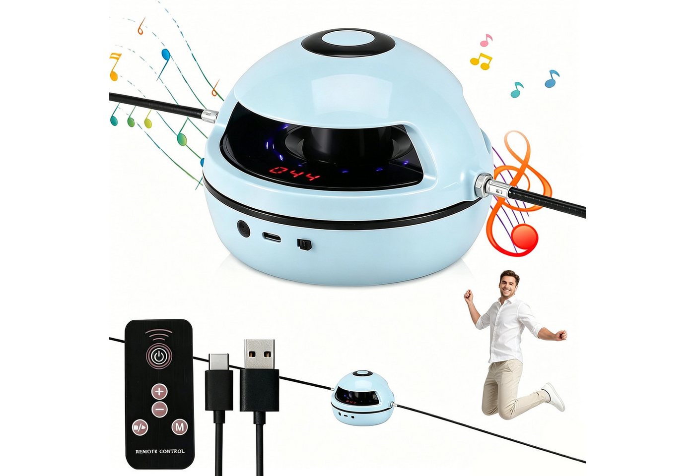 ibettertec Springseil Elektrisches Springseil mit LED-Display, Bluetooth-Musikfunktion, 10 Geschwindigkeitsstufen, RGB-Lichteffekten und Zählerfunktion Bild 5