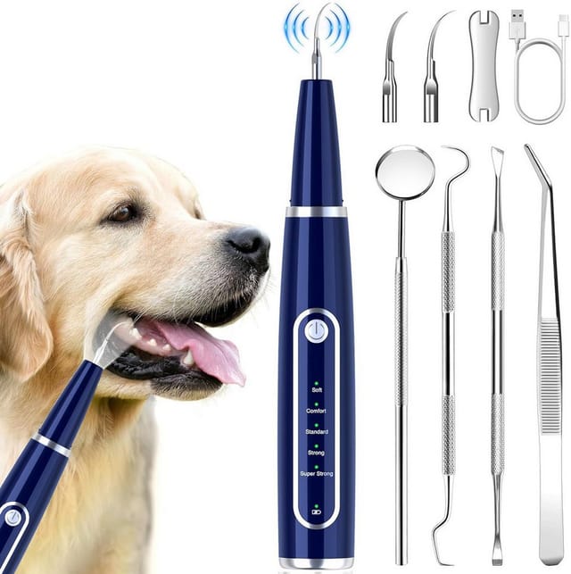 Futicare Zahnpflege-Set Ultraschall-Zahnreiniger für Hunde/Katzen 5 Modi & 3 Köpfe, IPX7 wasserdicht (1500mAh)​