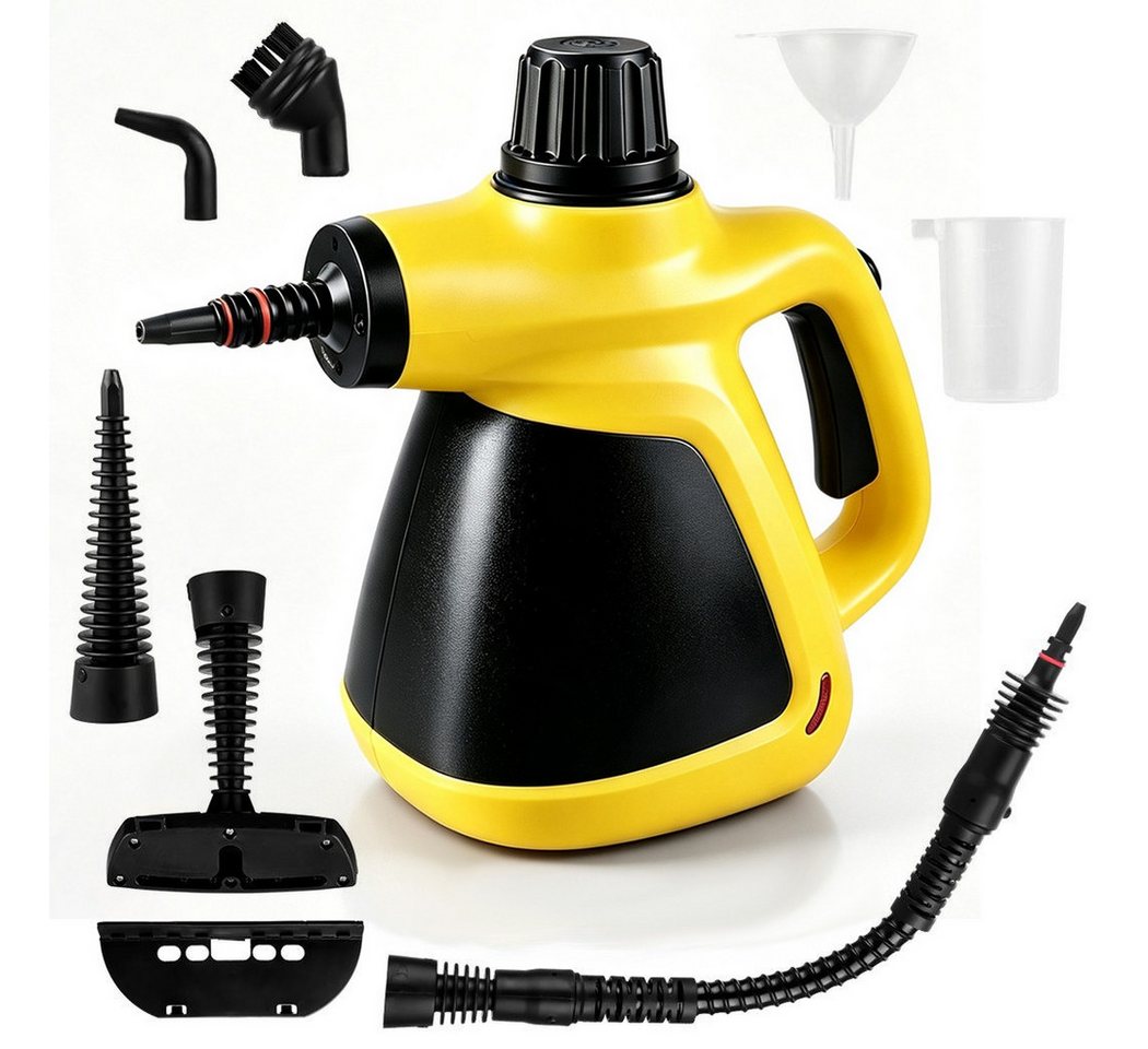 Luckice Handdampfreiniger 1050 W, 350 ml, 15 Sek. Aufheizzeit, Sicherheitsverschluss, 3 m Kabel, 1050 W, mit Zubehör für Küche, Bad, Fenster und Fugen
