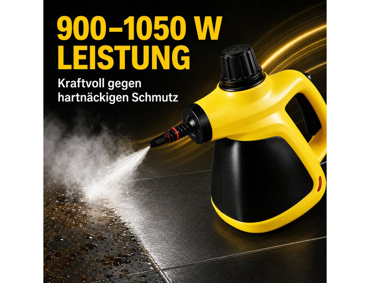 Luckice Handdampfreiniger 1050 W, 350 ml, 15 Sek. Aufheizzeit, Sicherheitsverschluss, 3 m Kabel, 1050 W, mit Zubehör für Küche, Bad, Fenster und Fugen Bild 2