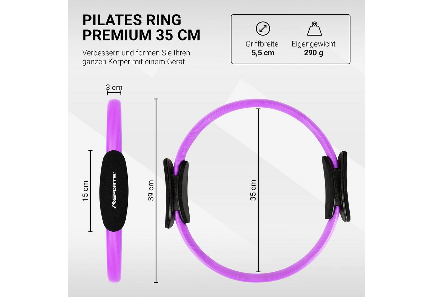 MSports® Pilates-Ring MSPORTS Pilates Ring Premium I Widerstandsring -Yoga Ring 38 cm Bild 4