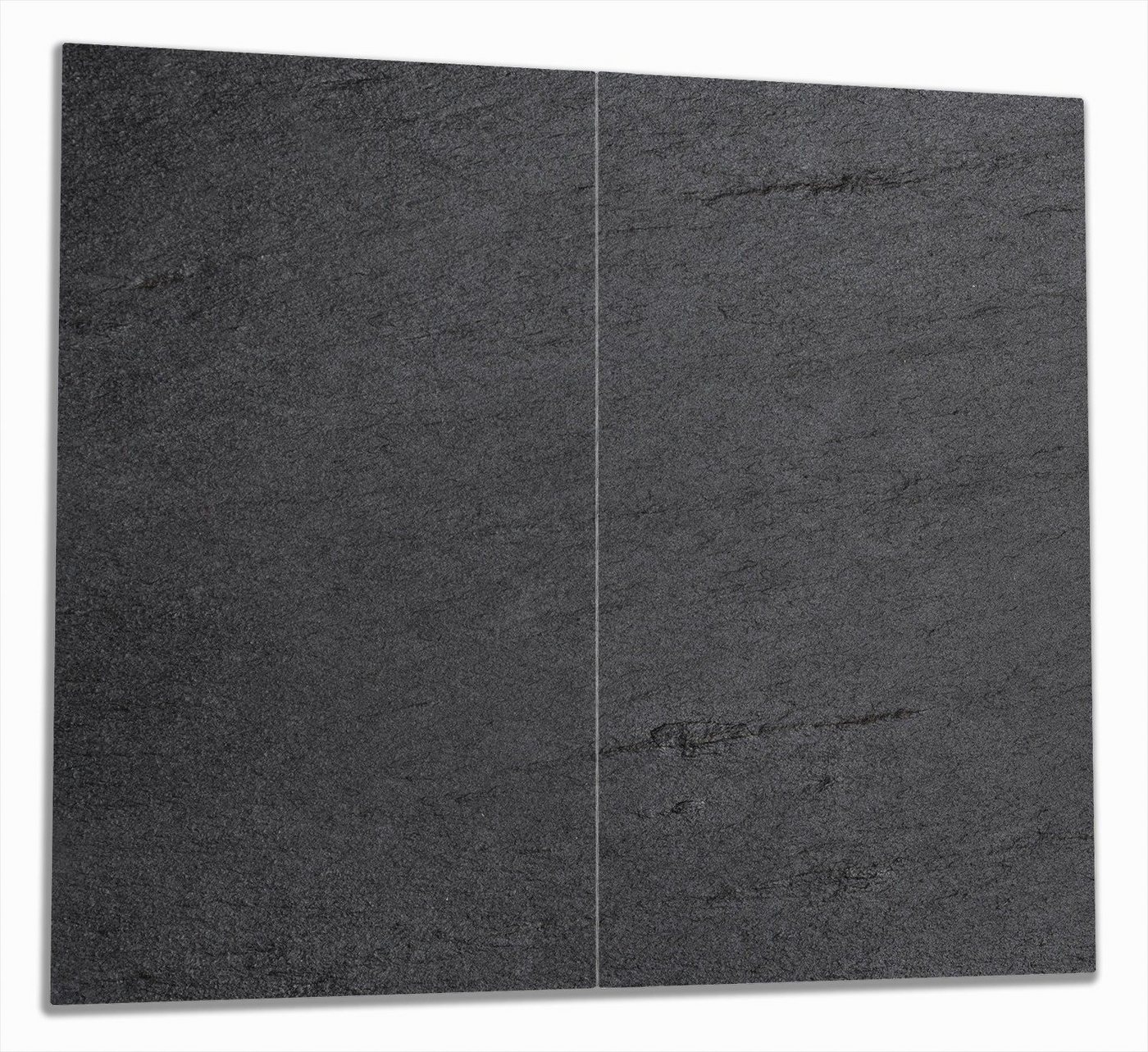 Wallario Herd-Abdeckplatte Schwarze Schiefertafel Optik - Steintafel, ESG-Sicherheitsglas, (Glasplatte, 2 tlg., inkl. 5mm Noppen), verschiedene Größen Bild 2