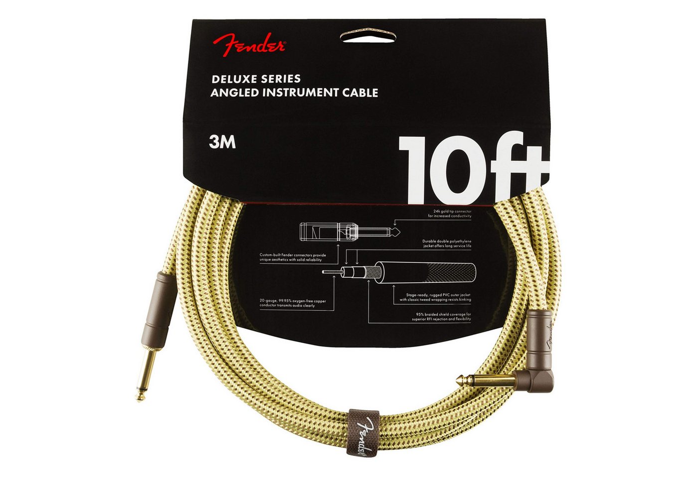 Fender Instrumentenkabel, Deluxe Tweed Instrument Cable 3 m - Instrumentenkabel