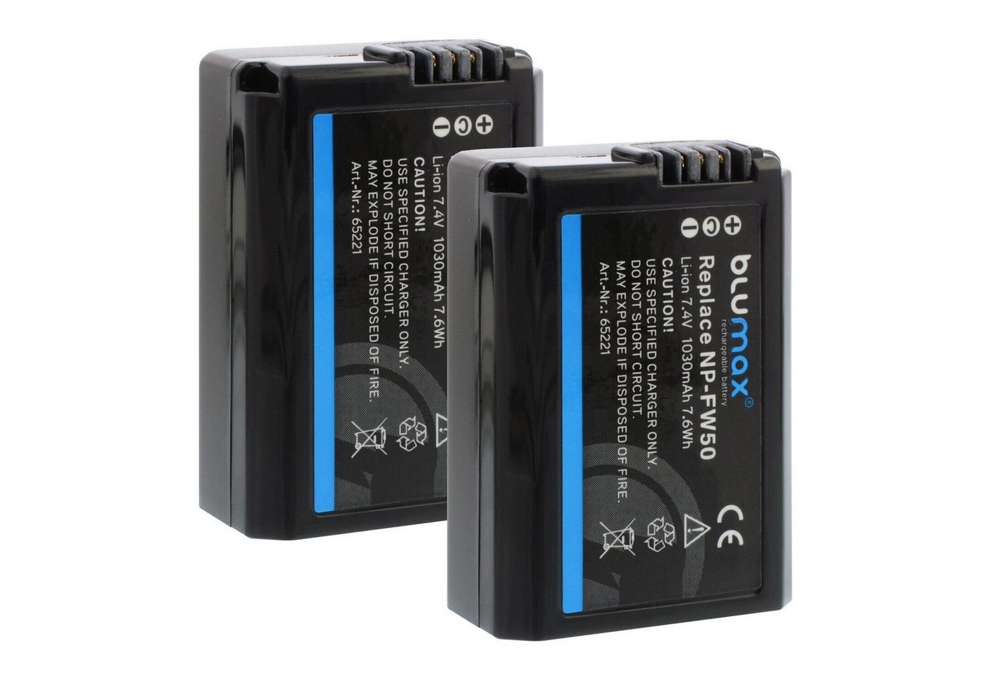 Blumax Set mit Lader für Sony NP-FW50 Alpha 6500 1030mAh Kamera-Akku Bild 3