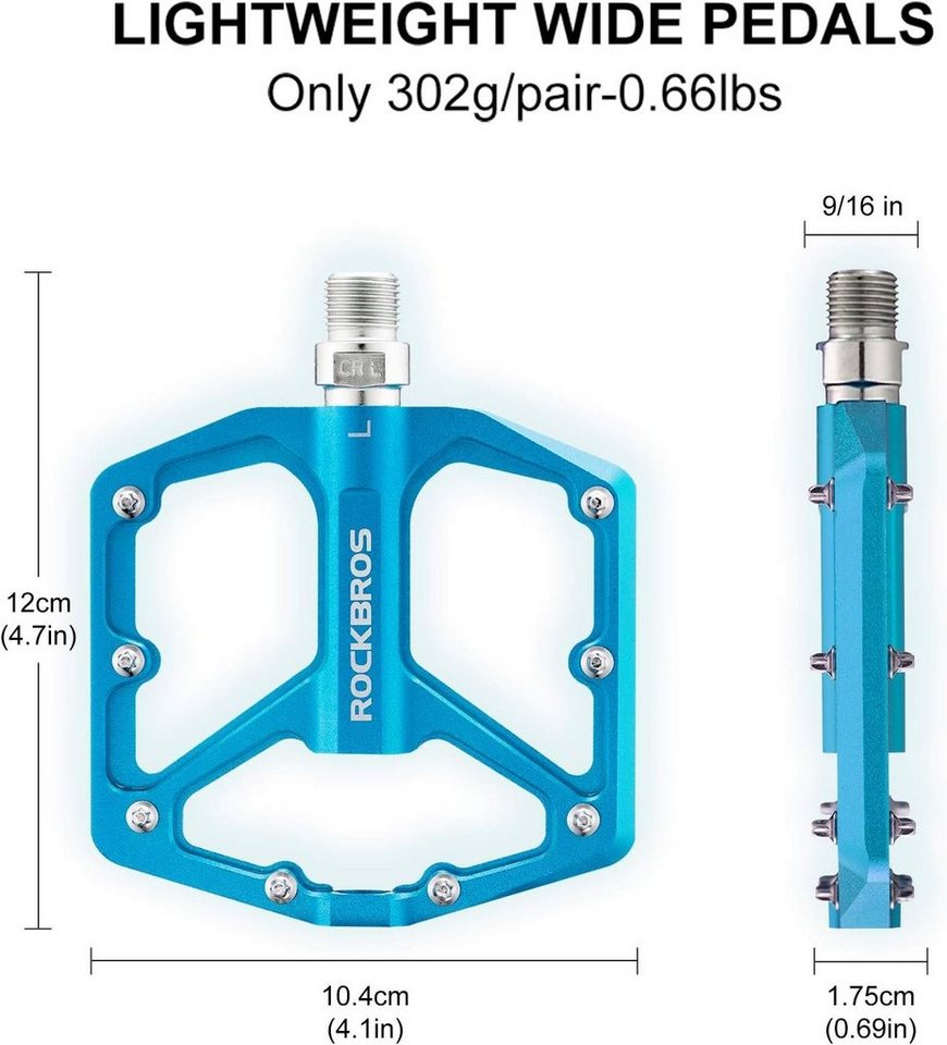 ROCKBROS Fahrradkurbel Rockbros Fahrrad Mtb E-Bike Dirt Aluminium Plattform Pedale Blau Bild 2