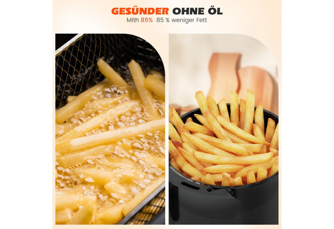 oyajia Heißluftfritteuse 2,8 l kleiner digitaler Airfryer, 6 Programme, platzsparend, kompakt, zum Backen, Aufwärmen, Braten für schnelle und einfache Mahlzeiten, 1200 W, Mini, kompakt und leise, antihaftbeschichtet, spülmaschinenfest