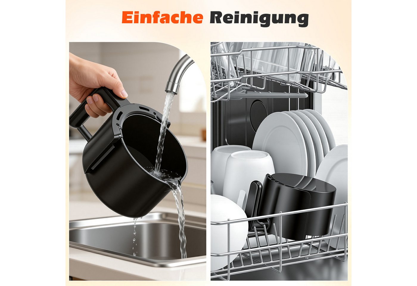oyajia Heißluftfritteuse 2,8 l kleiner digitaler Airfryer, 6 Programme, platzsparend, kompakt, zum Backen, Aufwärmen, Braten für schnelle und einfache Mahlzeiten, 1200 W, Mini, kompakt und leise, antihaftbeschichtet, spülmaschinenfest Bild 5