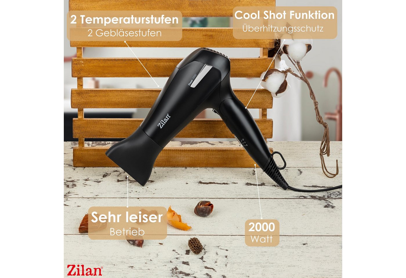 Zilan Reisehaartrockner ZLN-9396, 2000 W, Personal Care