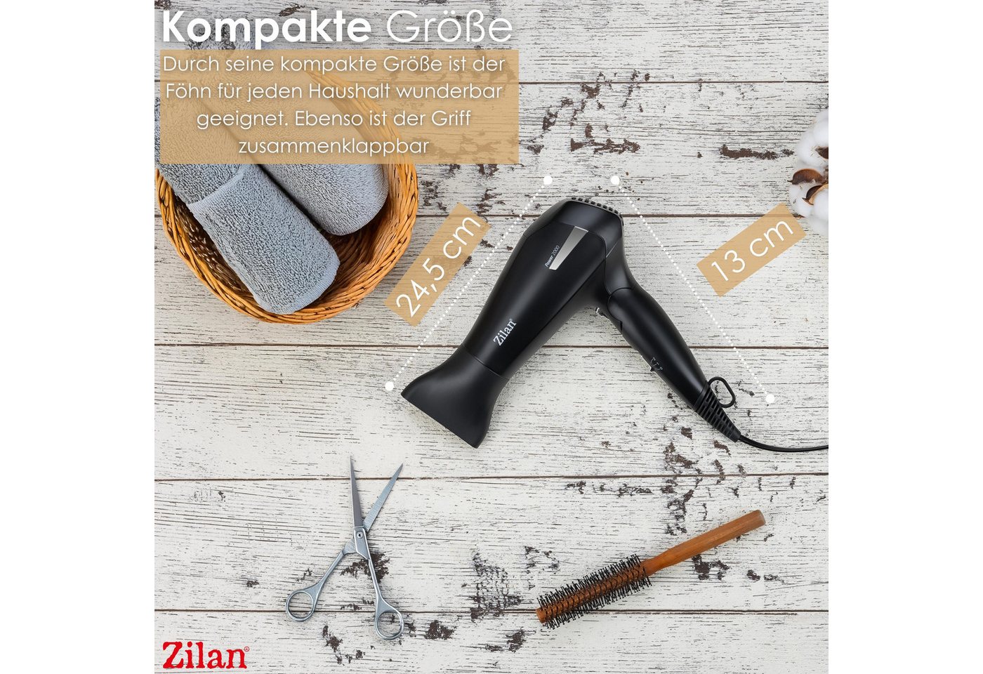 Zilan Reisehaartrockner ZLN-9396, 2000 W, Personal Care Bild 3